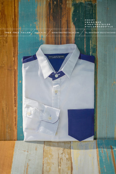 蔚藍間白領 恤衫 TTDB0004