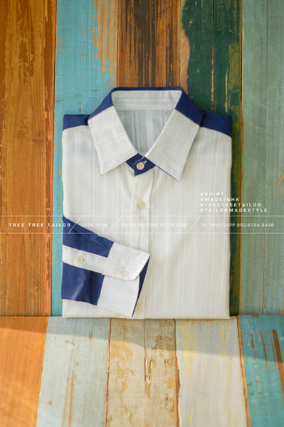 蔚藍間白領 恤衫 TTDB0009